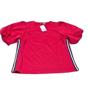 Mary Square Bright Pink Puff Sleeve Top